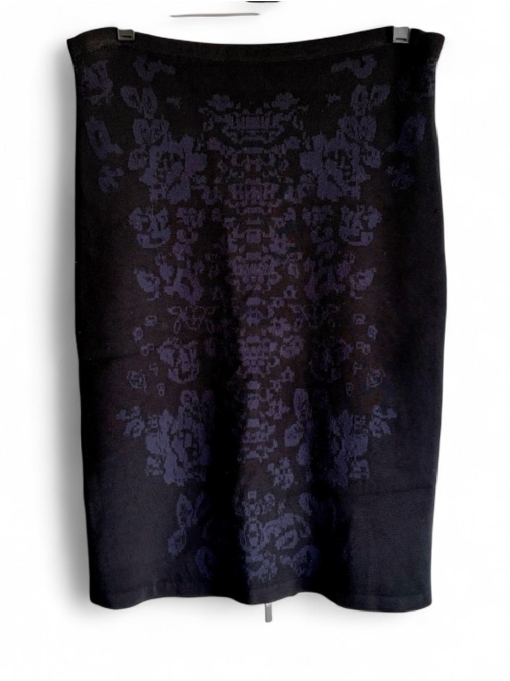 Banana Republic Black Floral Knit Zipper Back Pencil Skirt Size M